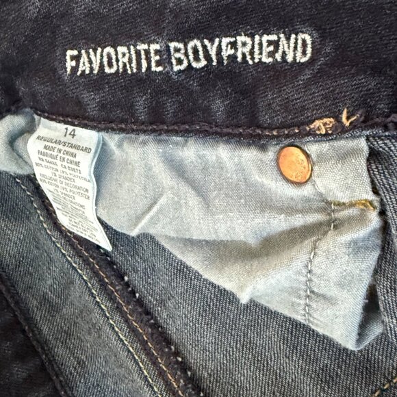 American Eagle Favorite Boyfriend Jeans Womens 14 Blue VTG Y2K Wide Leg Stretch - Picture 8 of 13